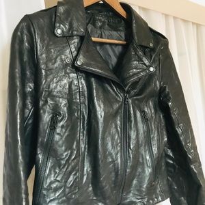 M0851 cropped motorcycle biker leather  jacket